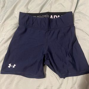 Navy Under armour spandex with wide-high rise band.